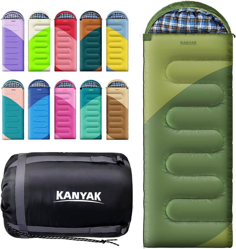 Kanyak Camping Sleeping Bag, 32℉ Sleeping Bags for Adults Kids Teens Cold Weather Warm Sleeping Bag Winter for 3-4 Season Camping, Camping Gear Equipment, Traveling, and Outdoors - Image 1